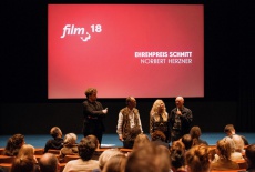 11. Das Filmgespraech mit (v.r.) Percy Adlon, Eleonore Adlon, Norbert Herzner und Filmplus-Kurator Werner Busch
