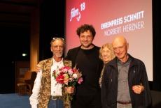 13. Ehrenrpreistraeger Norbert Herzner mit Eleonore und Percy Adlon, sowie Filmplus Kurator Werner Busch